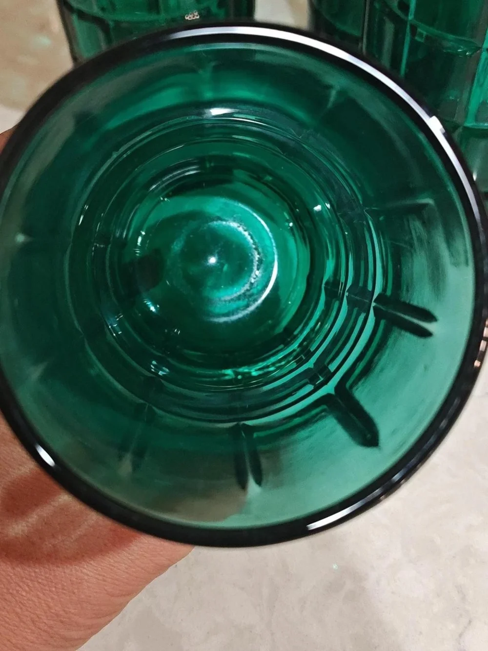 Vintage Anchor Hocking Emerald Green Tartan Plaid Tall 16oz Glass Lot Of 4 Heavy